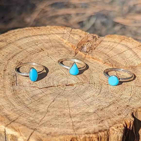 Native American Jewelry - Handcrafted Navajo Turquoise Ring Genuine Native American Jewelry Sz 4 US**‎